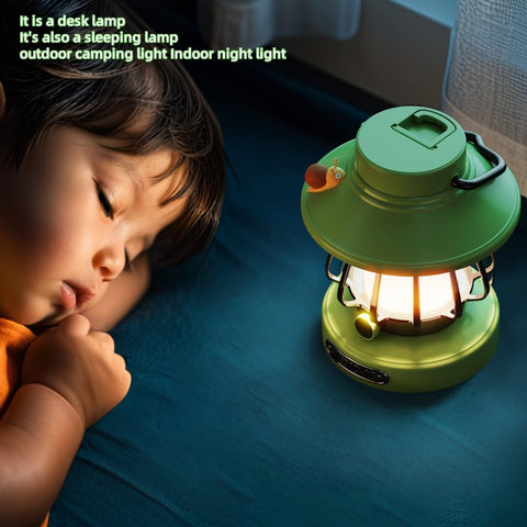 HOMY New Gear snail lamp with dual hooks for camping or bedside