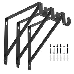 Homydom heavy-duty closet rod bracket black, front view showing sturdy design and finish.