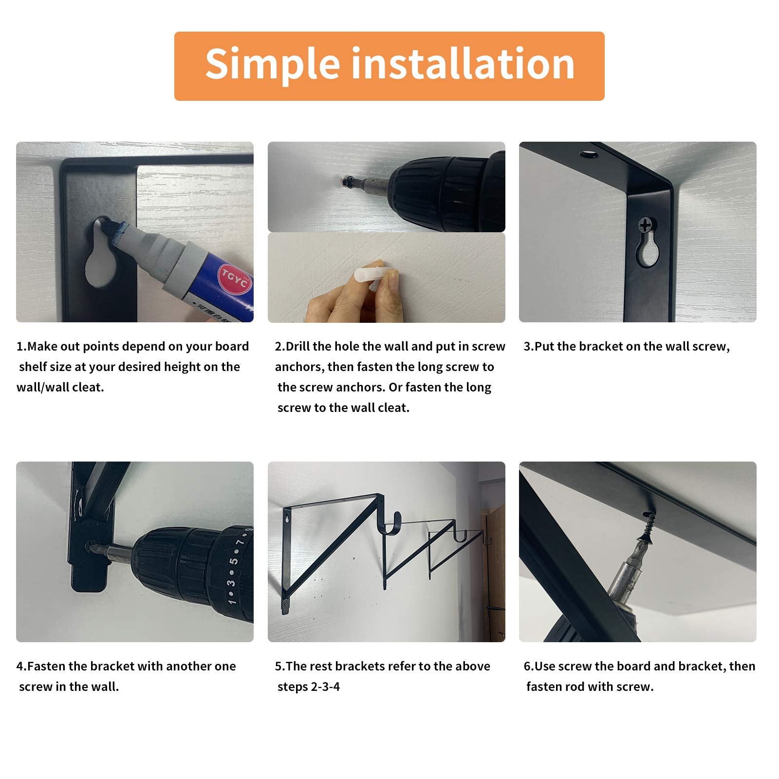 Homydom heavy-duty bracket installation on wall, clear mounting concept.