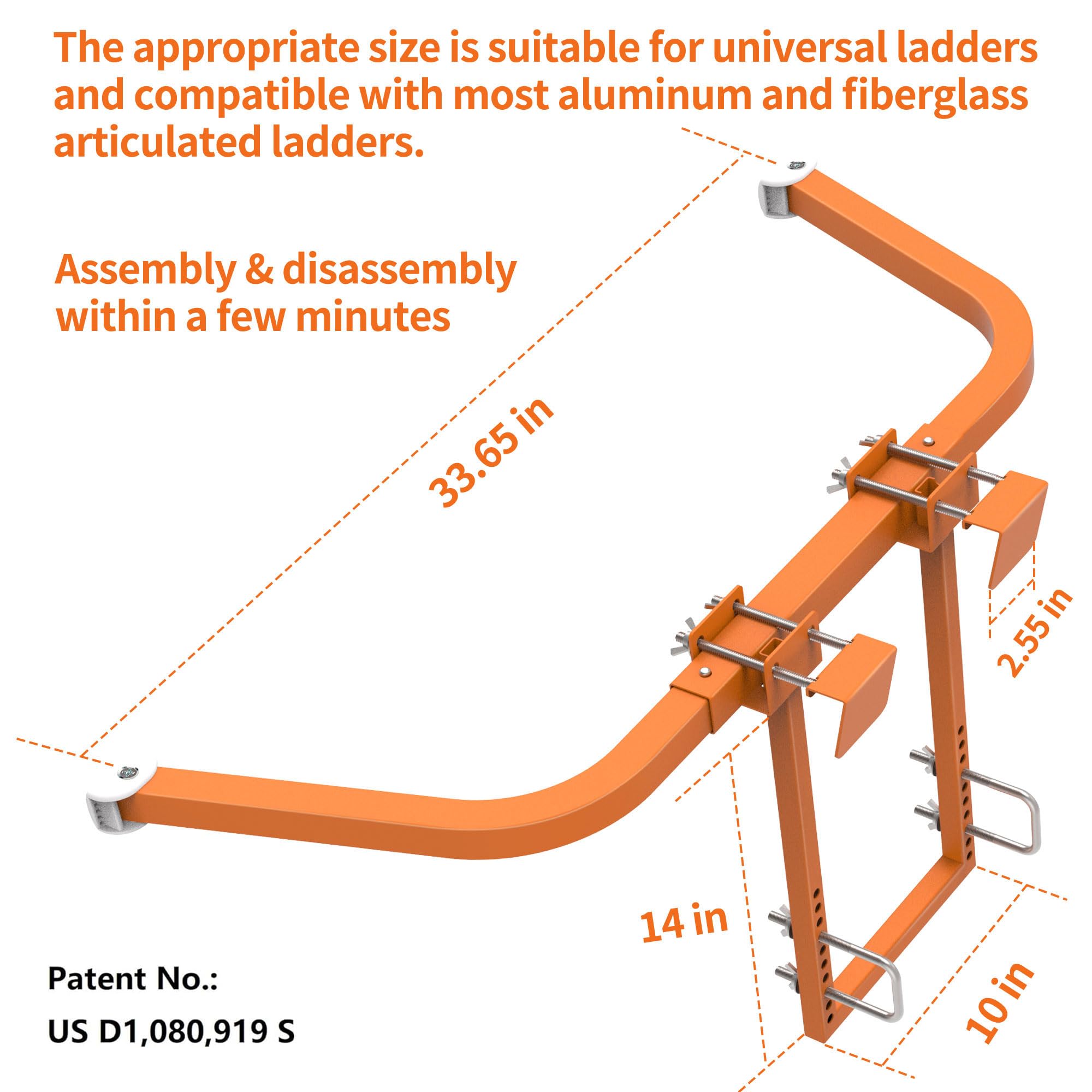Homydom ladder stabilizer front view showing wide stance.