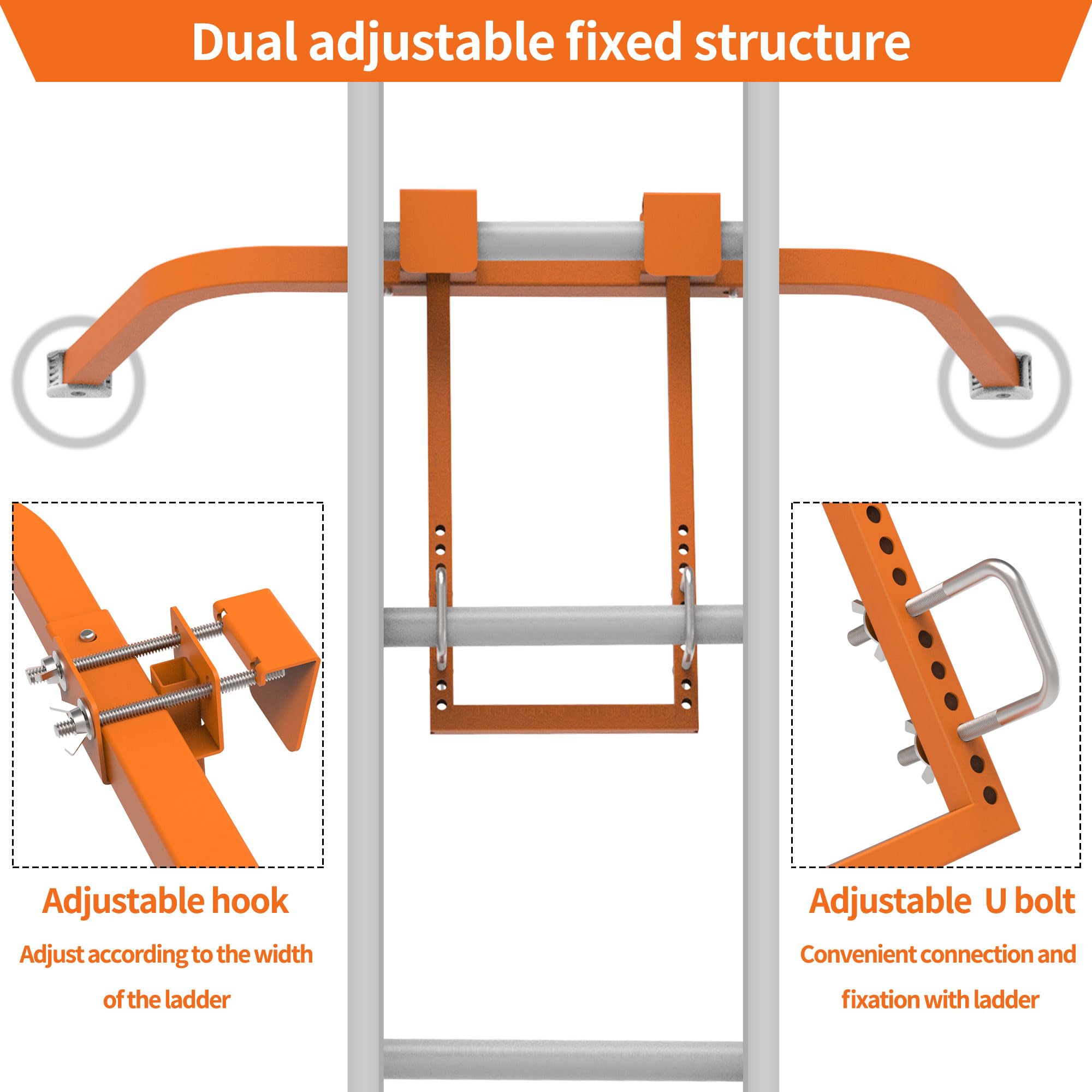 Homydom ladder stand-off on roof demonstrates universal mounting.