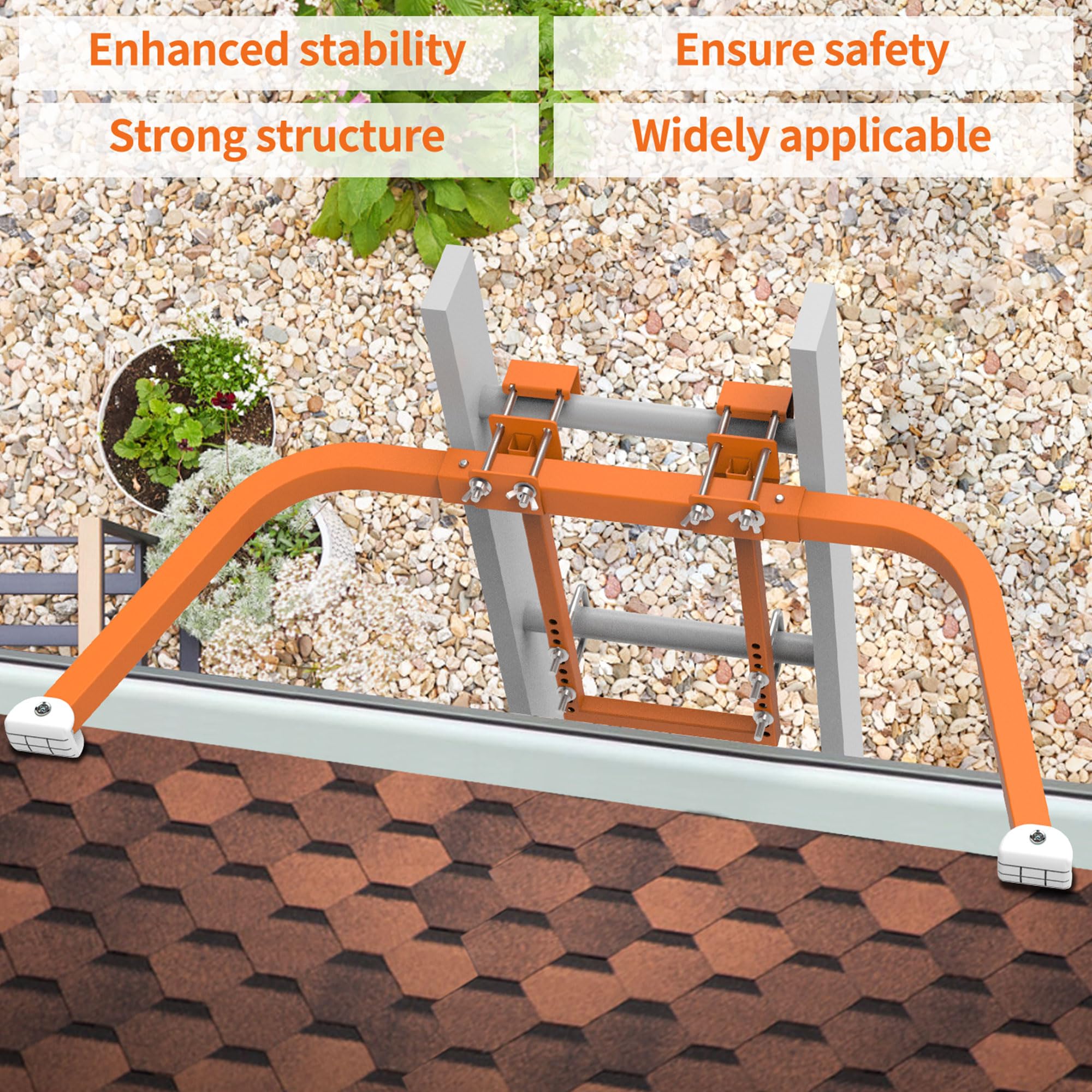 Homydom stabilizer protects gutters, siding, and paint during roof work.