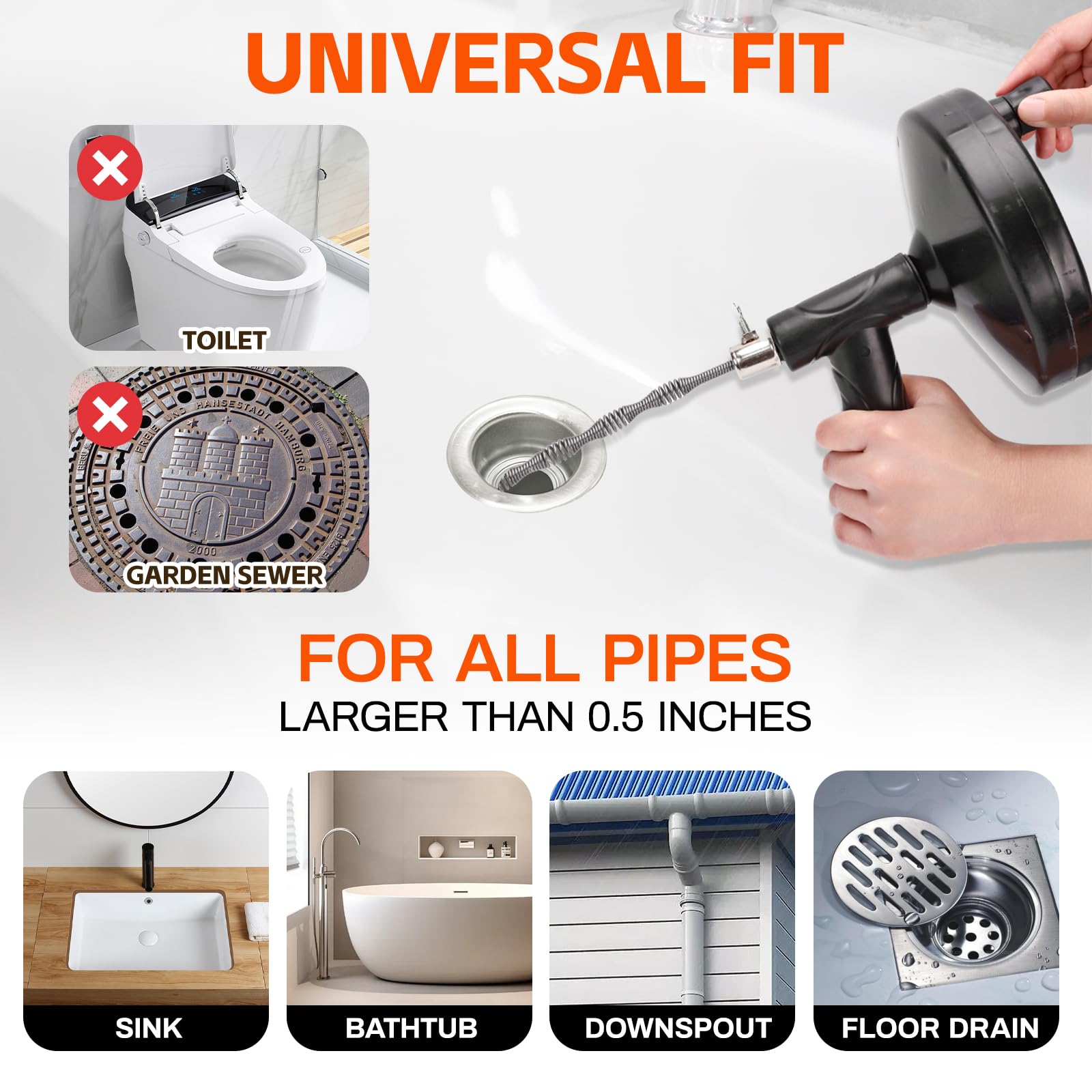 Close-up of ergonomic handle on Homyplaza drain snake for comfortable use