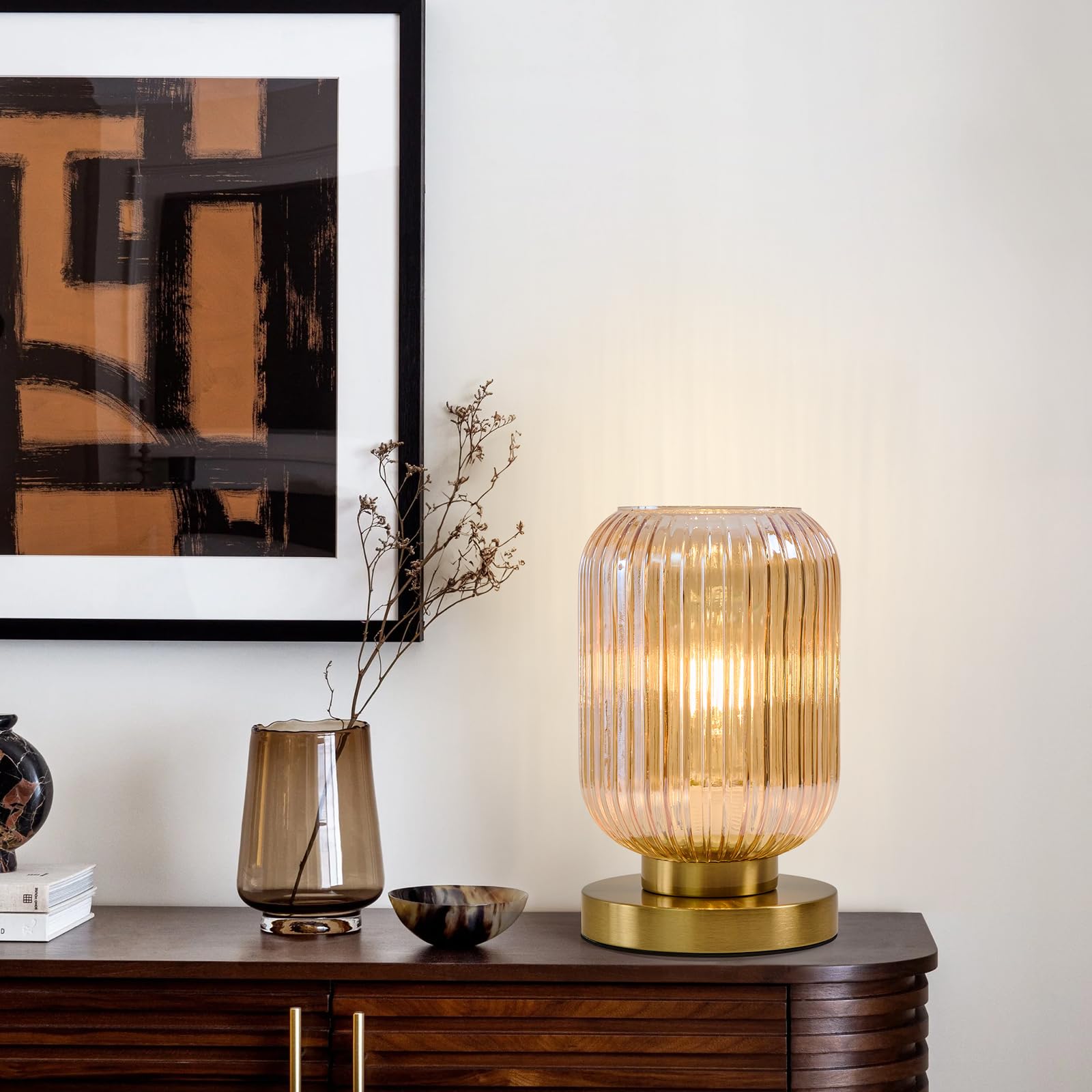 HONIEGG brass gold base supports stylish bedside lamp for modern bedrooms