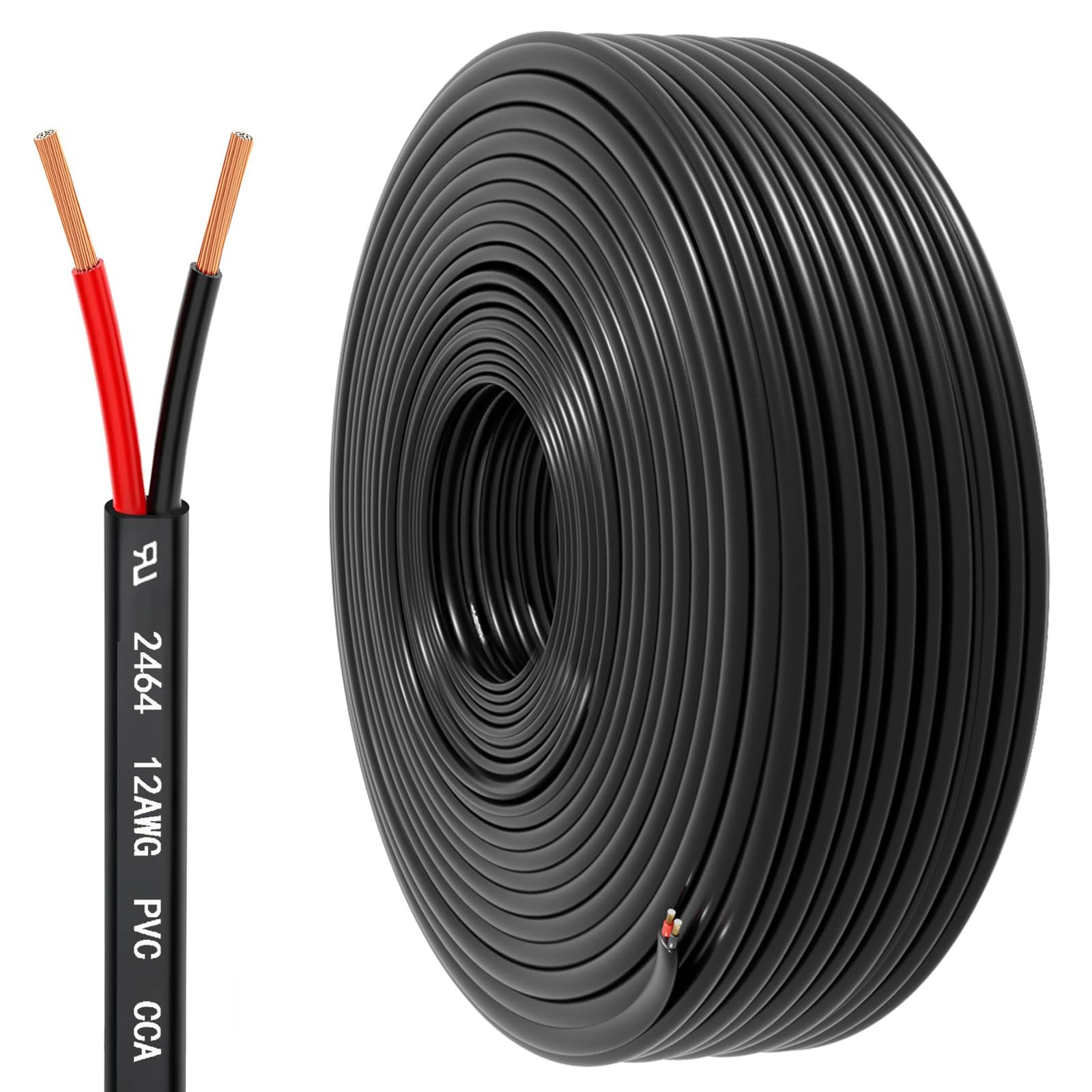 HONENCN 12 AWG two-conductor wire bundle demonstrates flexibility for tight automotive installations.