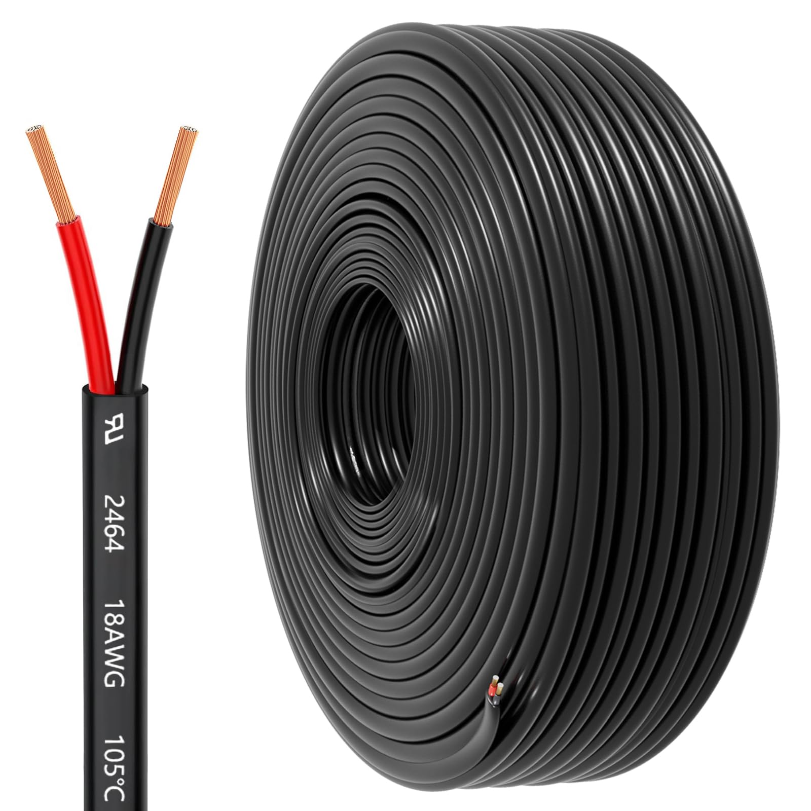 HONENCN 18 AWG red and black conductors for flexible low-voltage wiring.