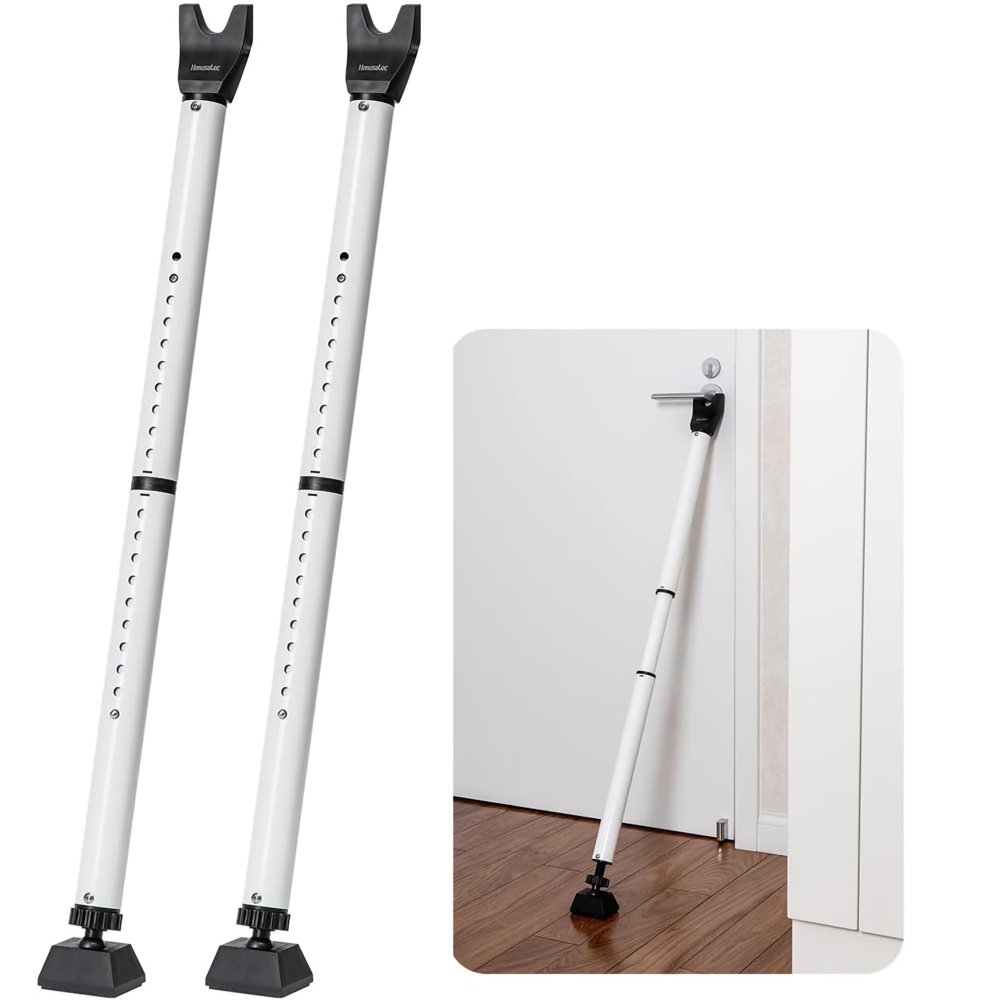 HonesaLoc 2-in-1 door bar adjustable for hinged doors, enhancing security