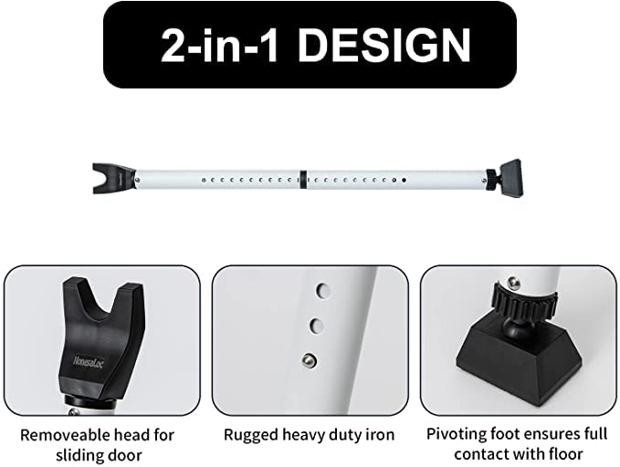 Door bar foot with anti-slip rubber foot protects floors while gripping securely