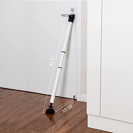 Easy-install door bar shown under handle for quick safety setup