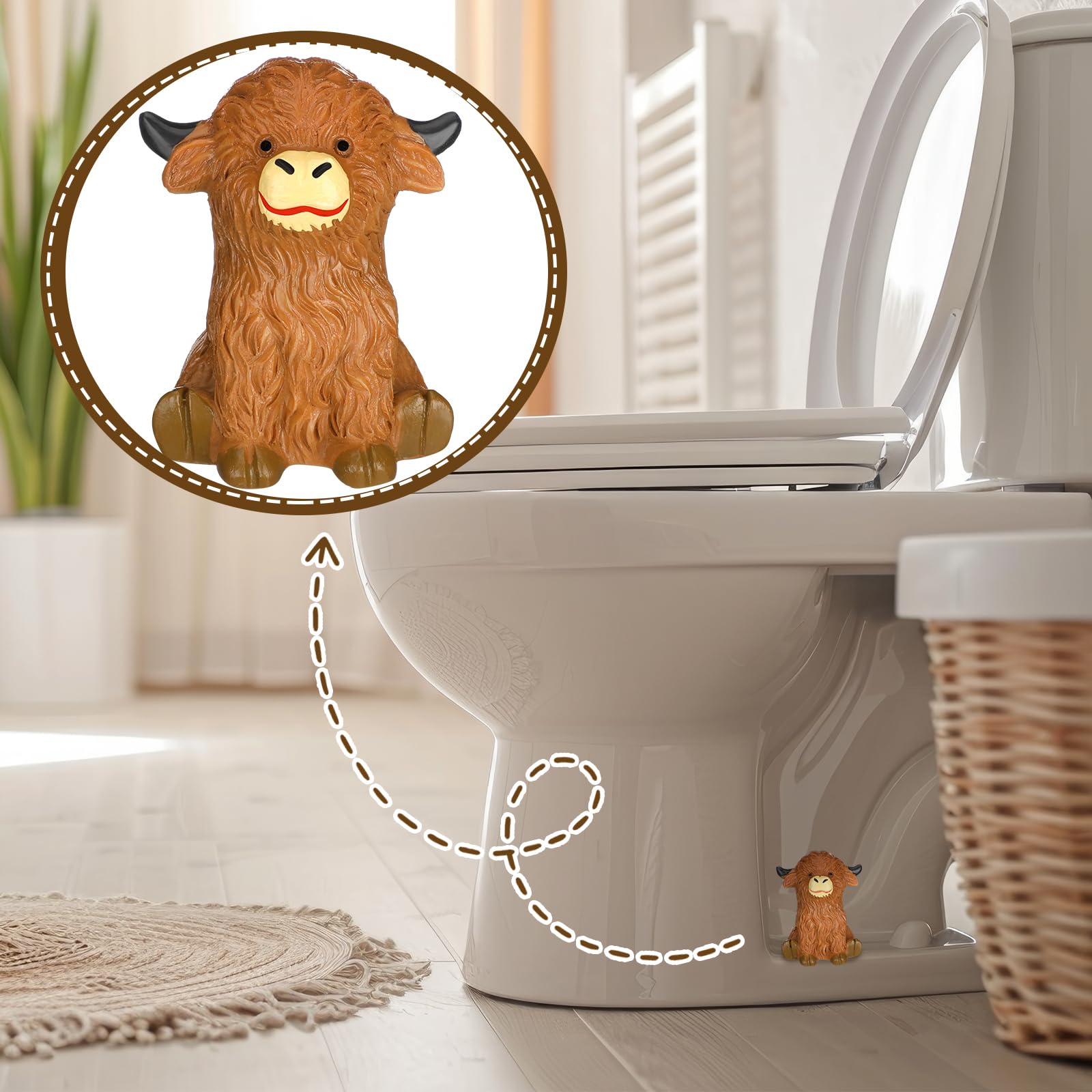 Honeydak Highland cow design adds warmth to any renovated bathroom.