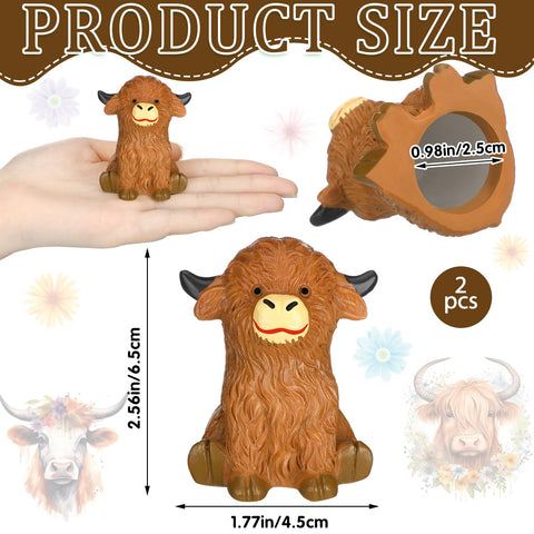 Honeydak Highland cow bolt cap close-up in brown ceramic hides bolts neatly.