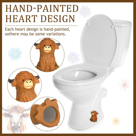 Honeydak Highland cow ceramic caps with farmhouse style for durable bathroom accents.