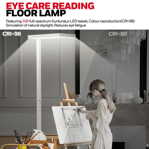 Honeywell 8000LM floor lamp stands 77in tall for tall room visibility.
