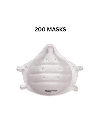Honeywell DC300N95 molded-cup side profile shows secure fit with adjustable straps.