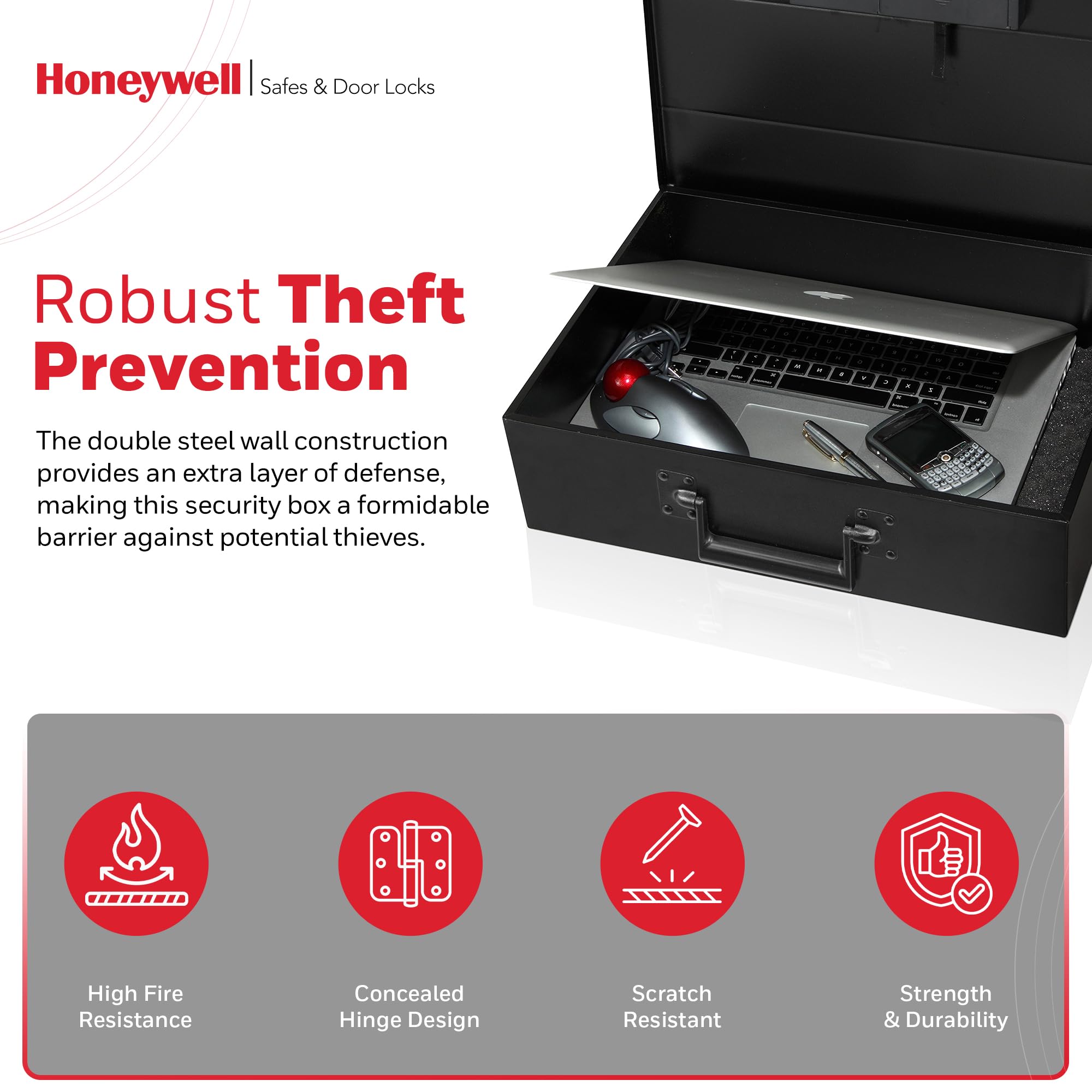 Honeywell digital lock enables easy code setup for trusted access.