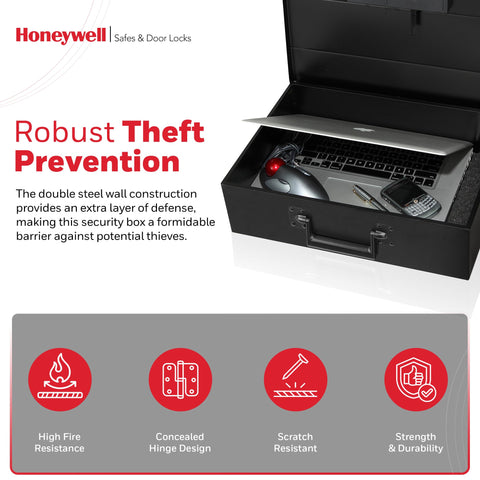 Honeywell digital lock enables easy code setup for trusted access.