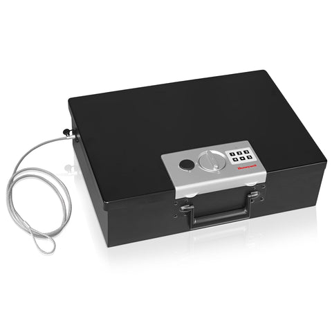 Honeywell safe with fire‑resistant insulation protecting valuables.