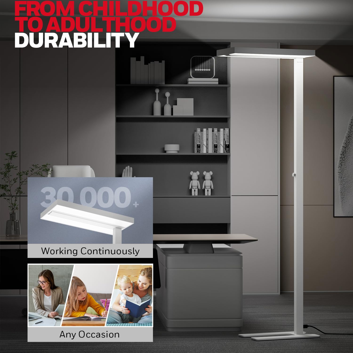 Honeywell lamp offers a dimmable rotary control for customizable brightness.