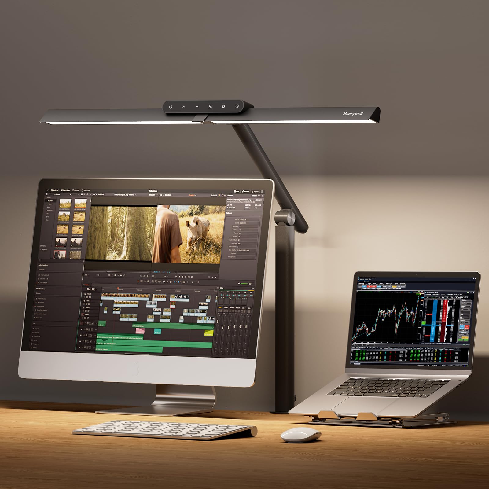 Honeywell HJ1 Sunturalux front view lamp delivers glare-free task lighting for desks.