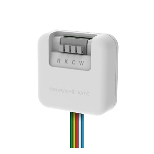 Honeywell Home adapter shows five wires and extra C terminal for 24V power.
