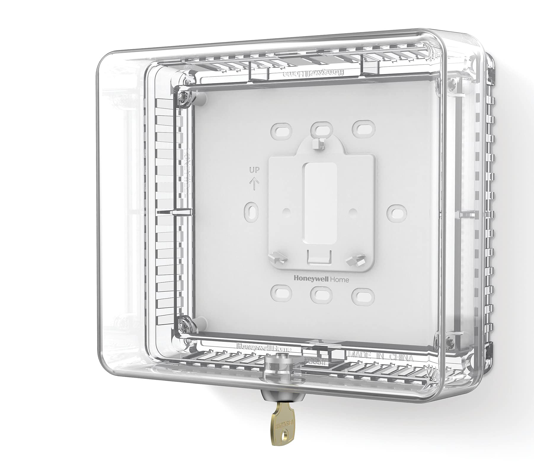 Honeywell Home CG511A thermostat guard front view showing tamper protection for thermostats