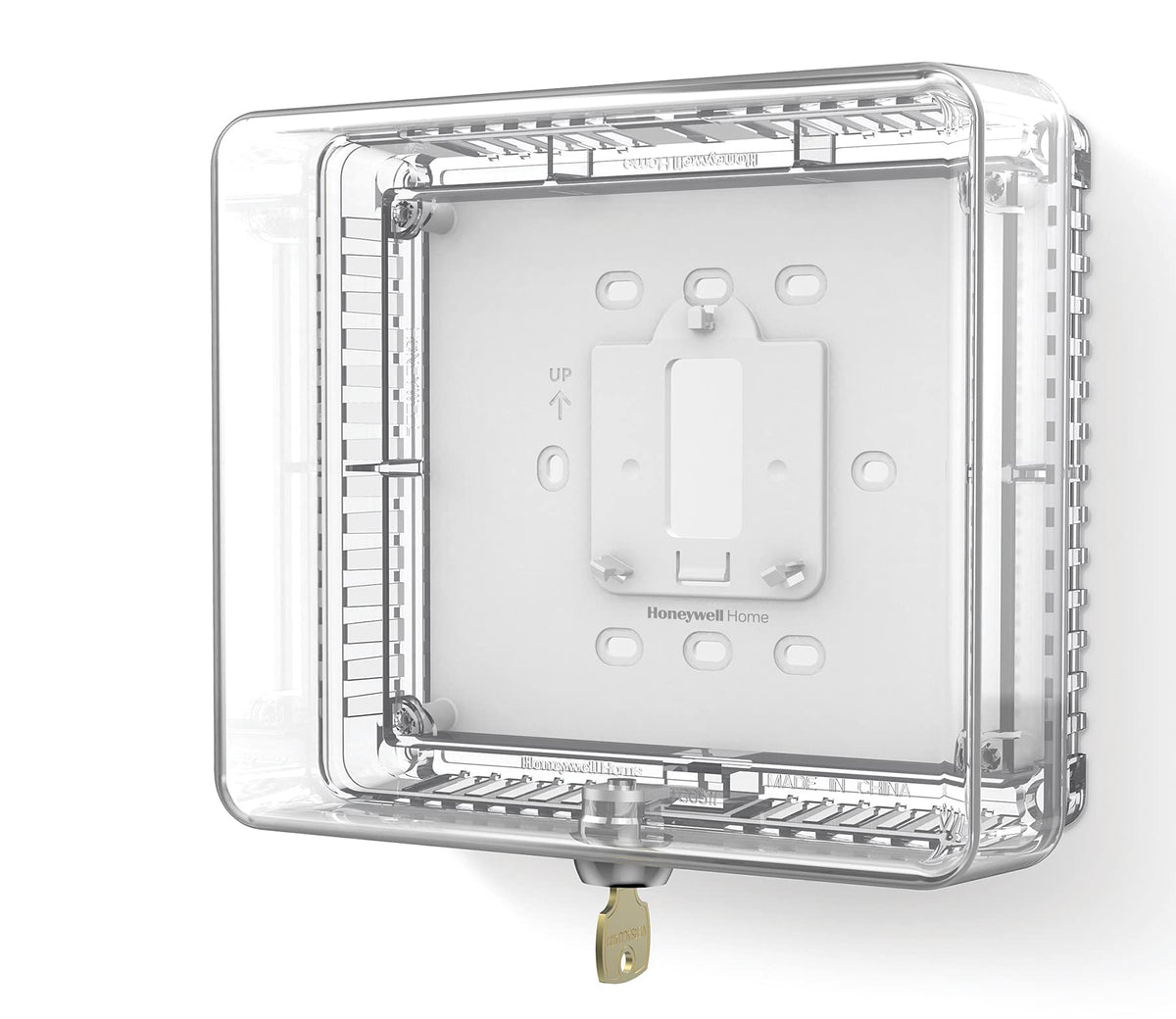 Honeywell Home CG511A thermostat guard front view showing tamper protection for thermostats