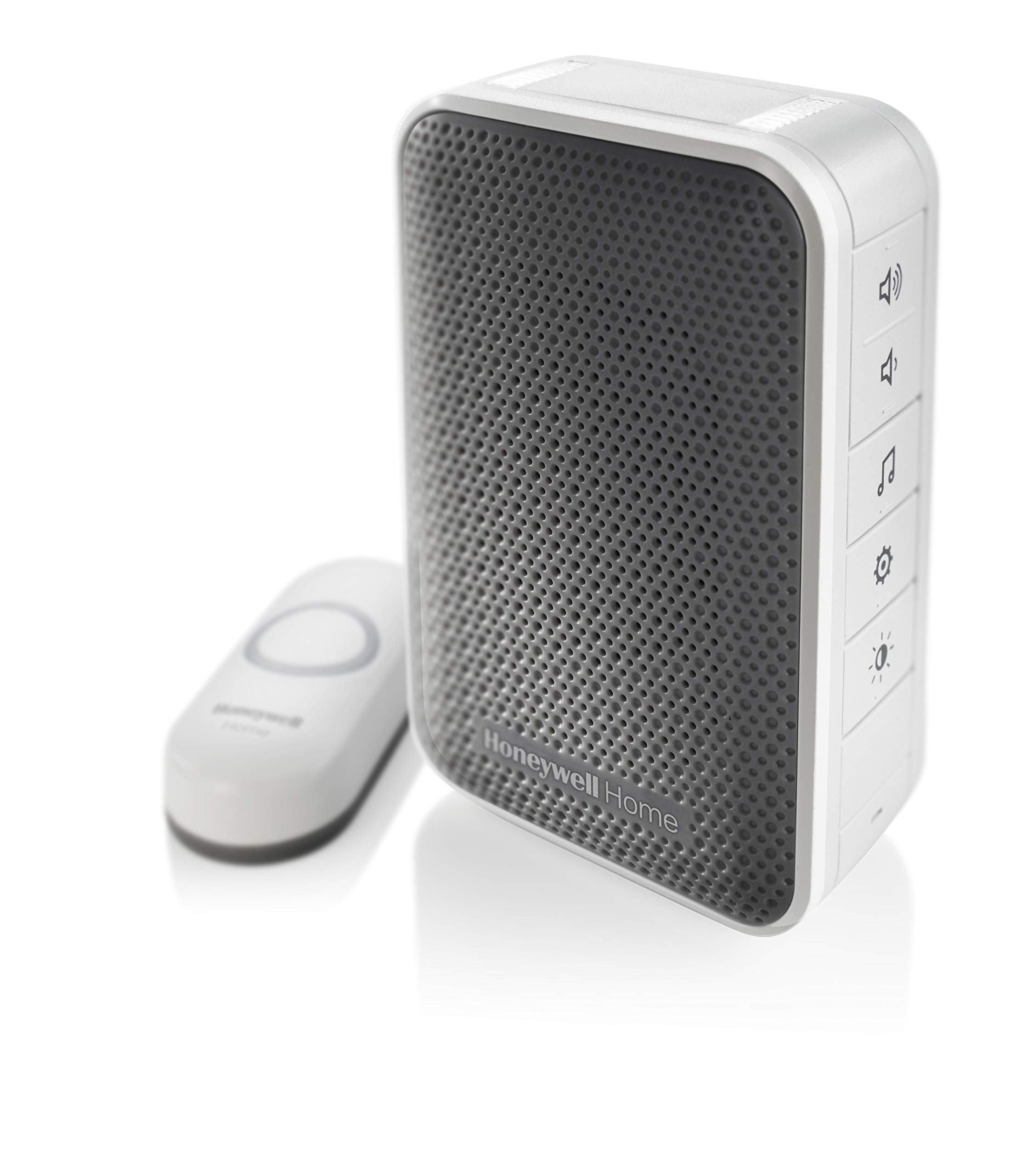 Honeywell Home RDWL313A2000/E doorbell front view in gray for easy doorstep alerts.