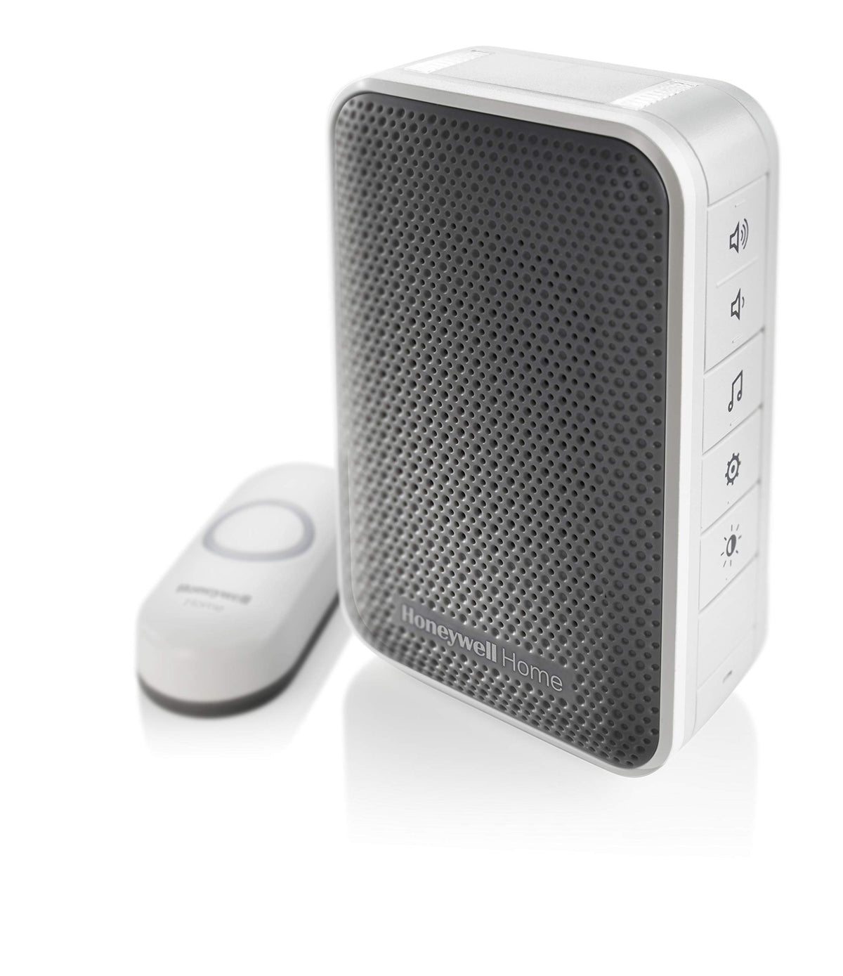 Honeywell Home RDWL313A2000/E doorbell front view in gray for easy doorstep alerts.