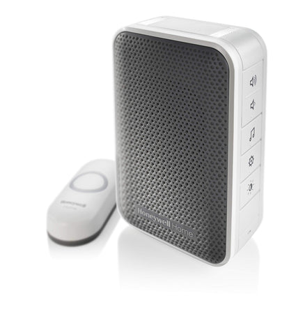 Honeywell Home RDWL313A2000/E doorbell front view in gray for easy doorstep alerts.