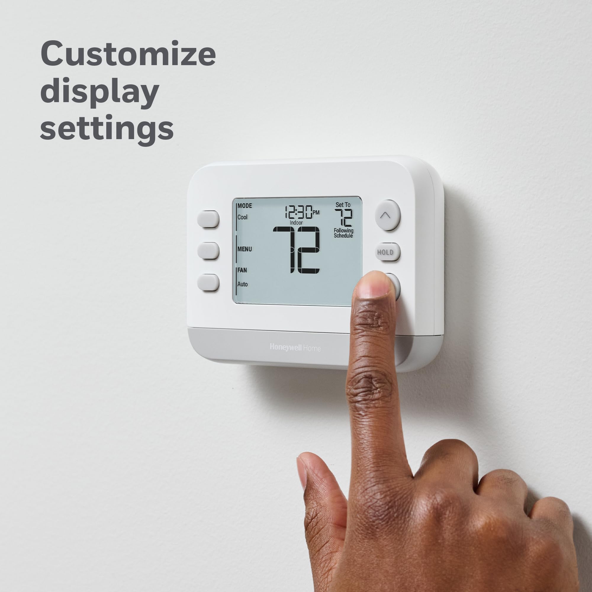 Honeywell Home RTH21B decorative accent options in white and gray.