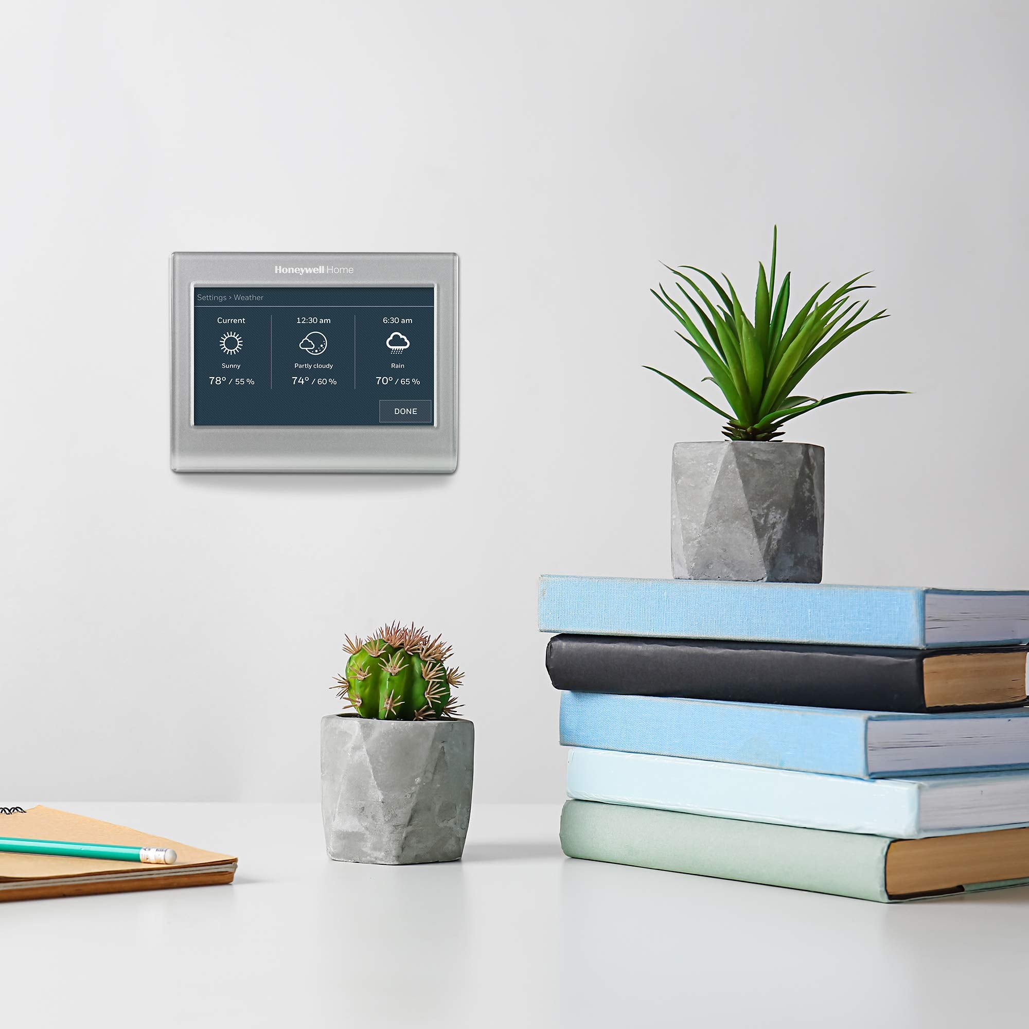 Honeywell Home RTH9585WF1004 remote management app enables thermostat control from anywhere.