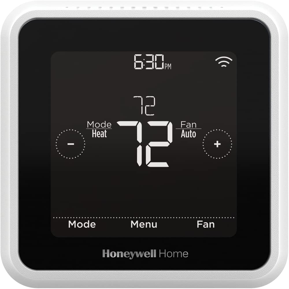Honeywell Home T5 thermostat mounted on wall with a clear touchscreen for precise control.