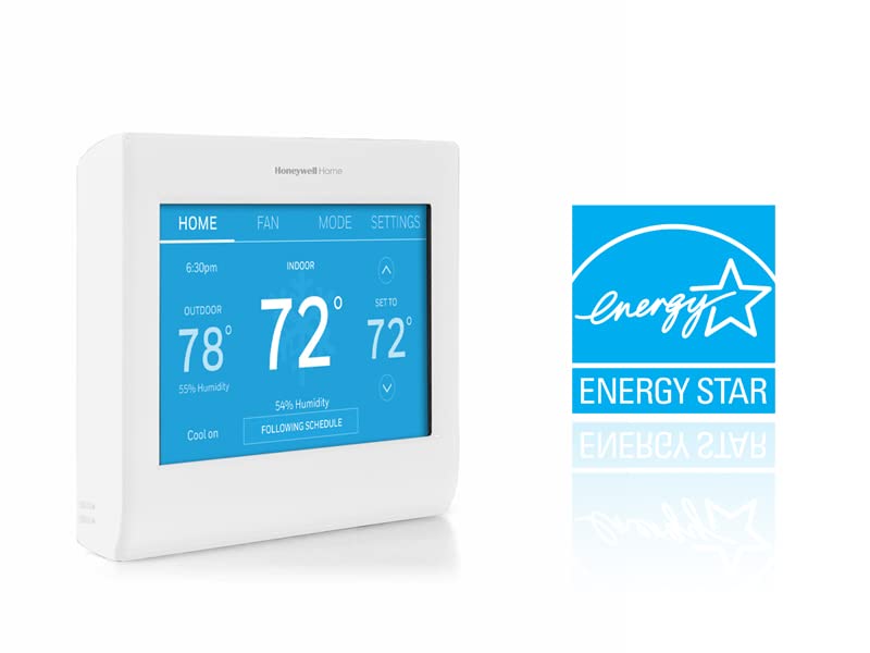 Honeywell Home RTH9600WF shows indoor and outdoor temperature and humidity on screen