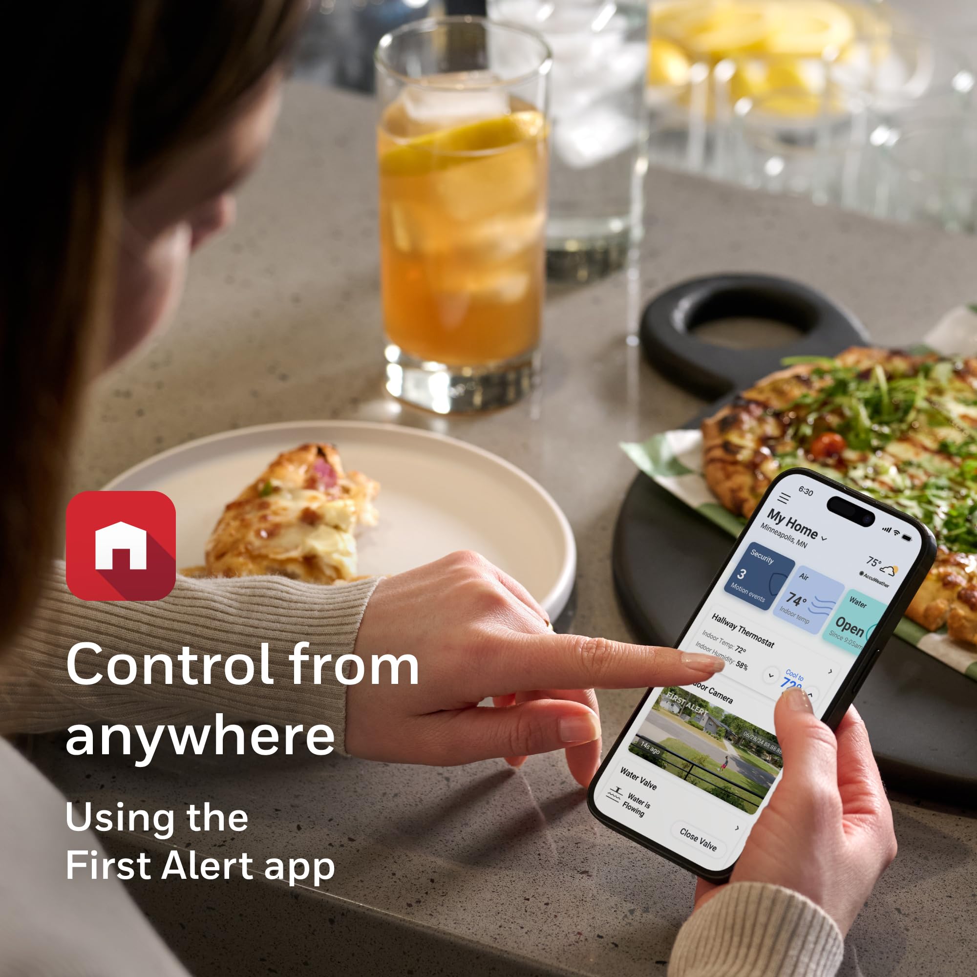 Honeywell Home X8S remote control through First Alert app for on the go adjustments