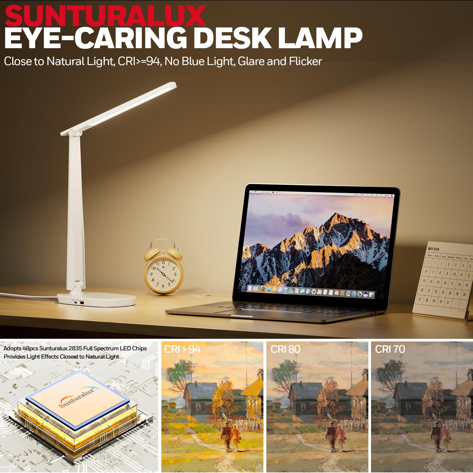 Honeywell LED desk lamp USB charging ports for devices while you work