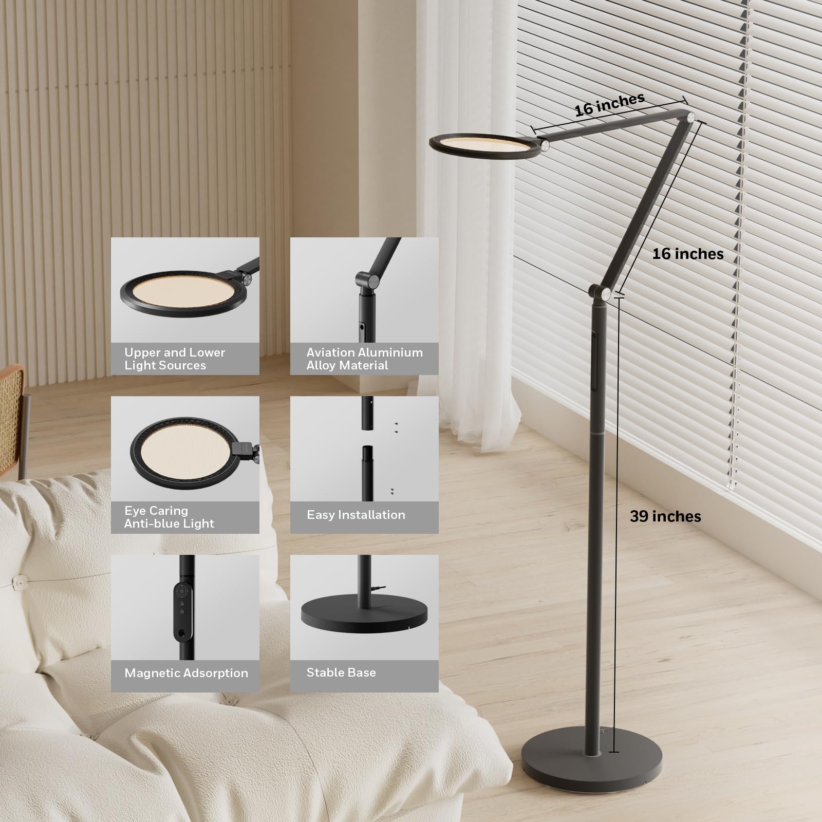 Honeywell dimmable 1000-lumen output supports tasks from reading to focused work.