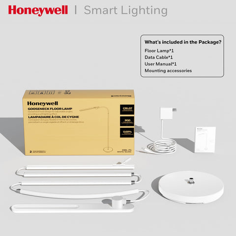 Honeywell floor lamp with adjustable color temperature supports warm to daylight