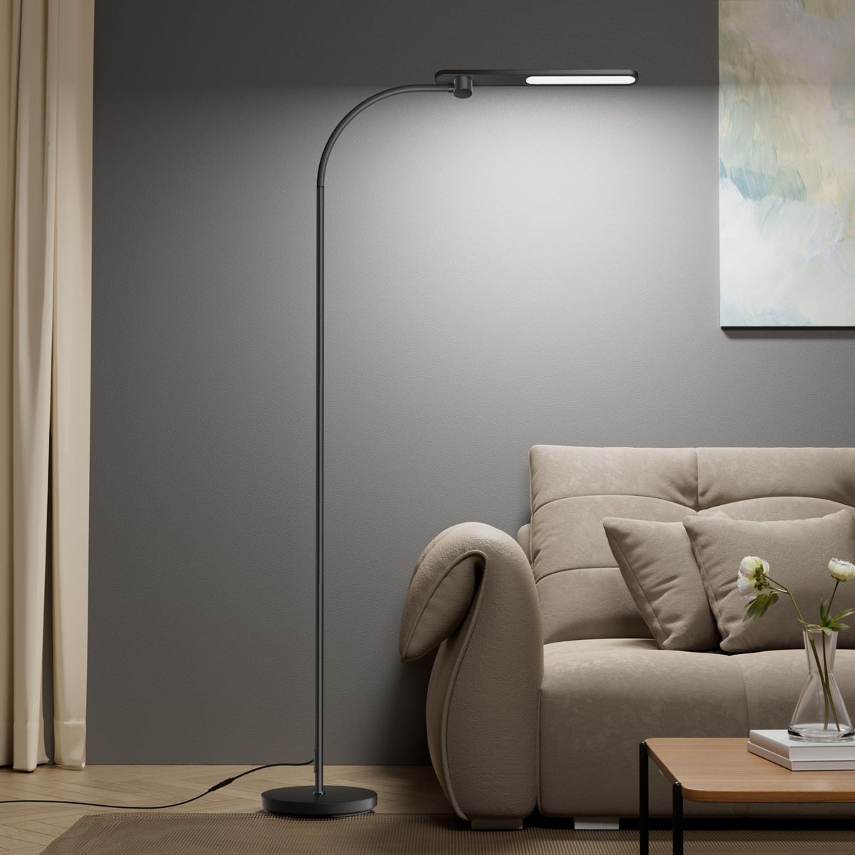 Honeywell F4 Sunturalux gooseneck lamp with adjustable arm for precise task lighting.