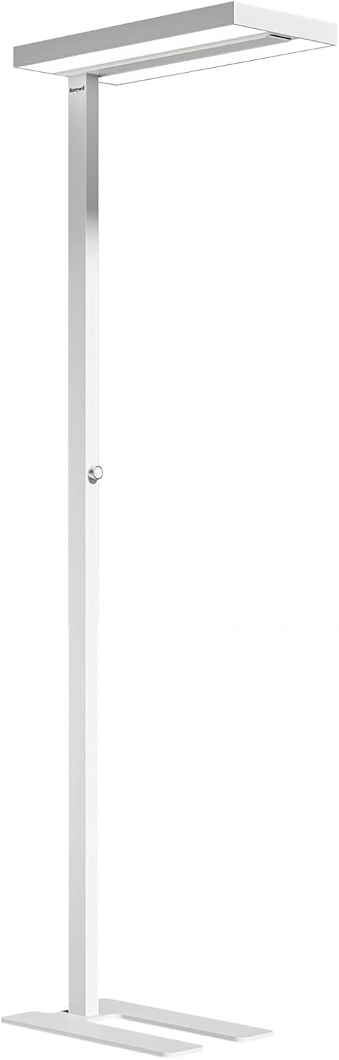 Honeywell LED Floor Lamp with rectangular panel delivers wide, even room lighting.
