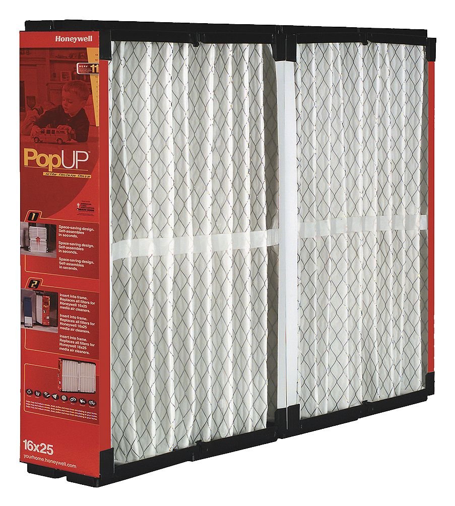Honeywell Popup2400 MERV 11 replacement filter for quick installation and space-saving storage.