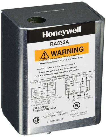 Honeywell RA832A1066 hydronic switching relay with built-in 24V control transformer for two-line loads