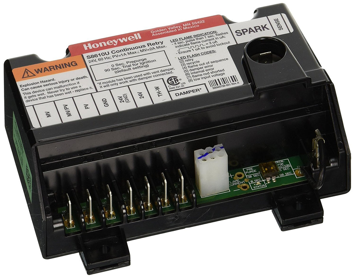 Honeywell S8610U3009 ignition-pilot-control for reliable furnace ignition and safety monitoring.