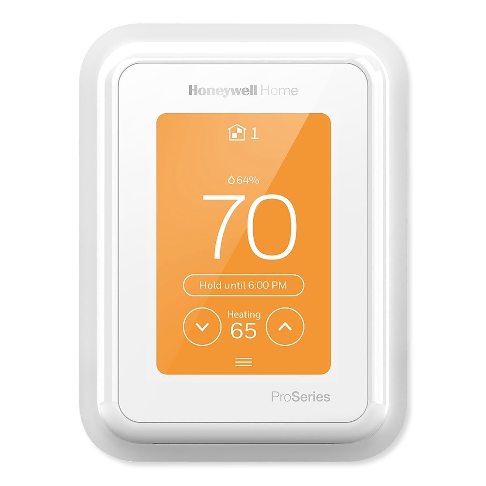 Honeywell T10+ Pro thermostat on wall display enables quick access to advanced controls.