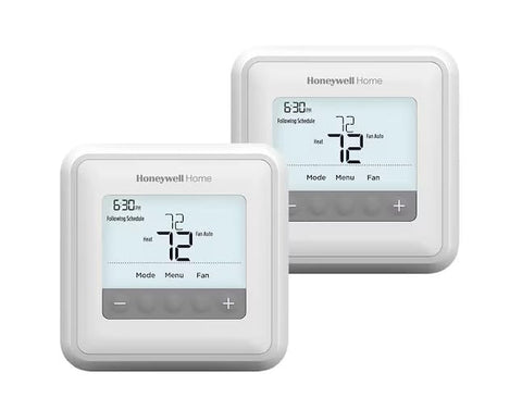 Honeywell T4 Pro thermostat front view showing simple scheduling and energy-saving potential