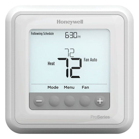 Honeywell TH6210U2001/U thermostat display with clear backlight for easy viewing.