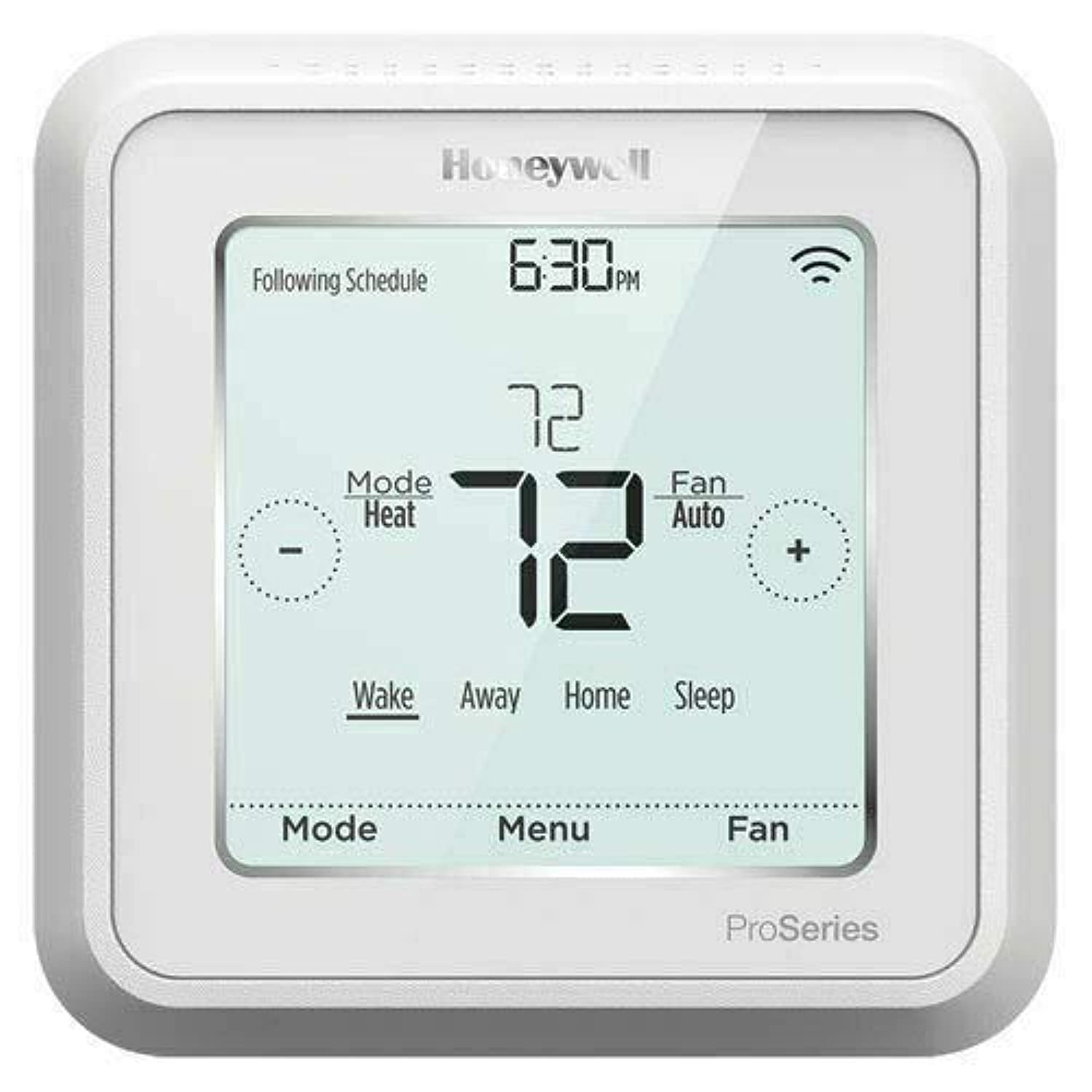 Honeywell TH6320ZW2003 thermostat front view with clear display for easy temperature control