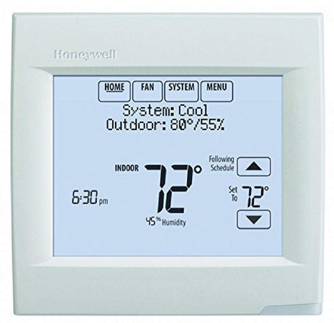 Honeywell TH8321WF1001 touchscreen thermostat front panel enables easy remote climate control