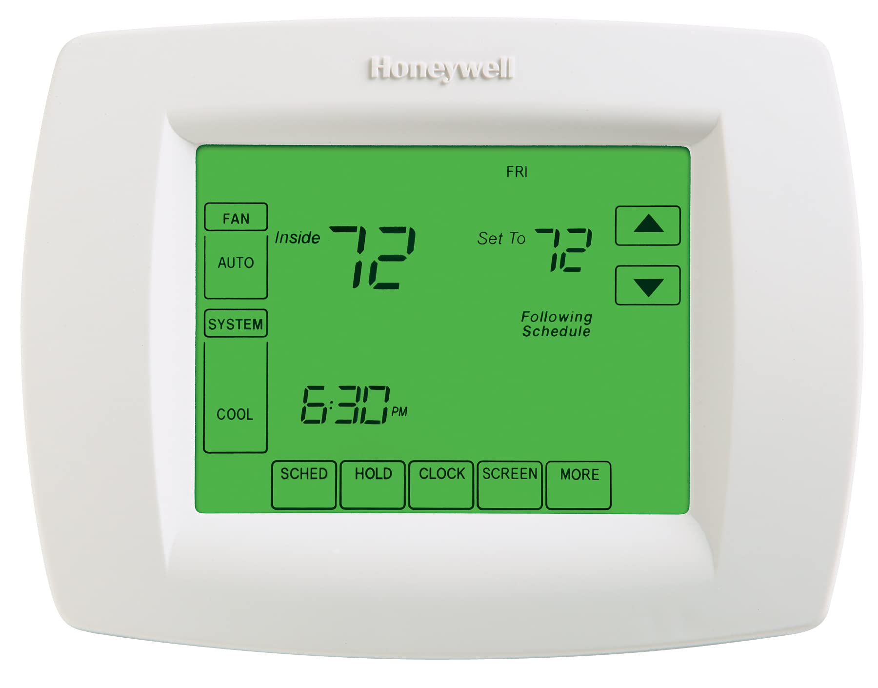 Honeywell Vision Pro 8000 digital thermostat display for easy temperature control.