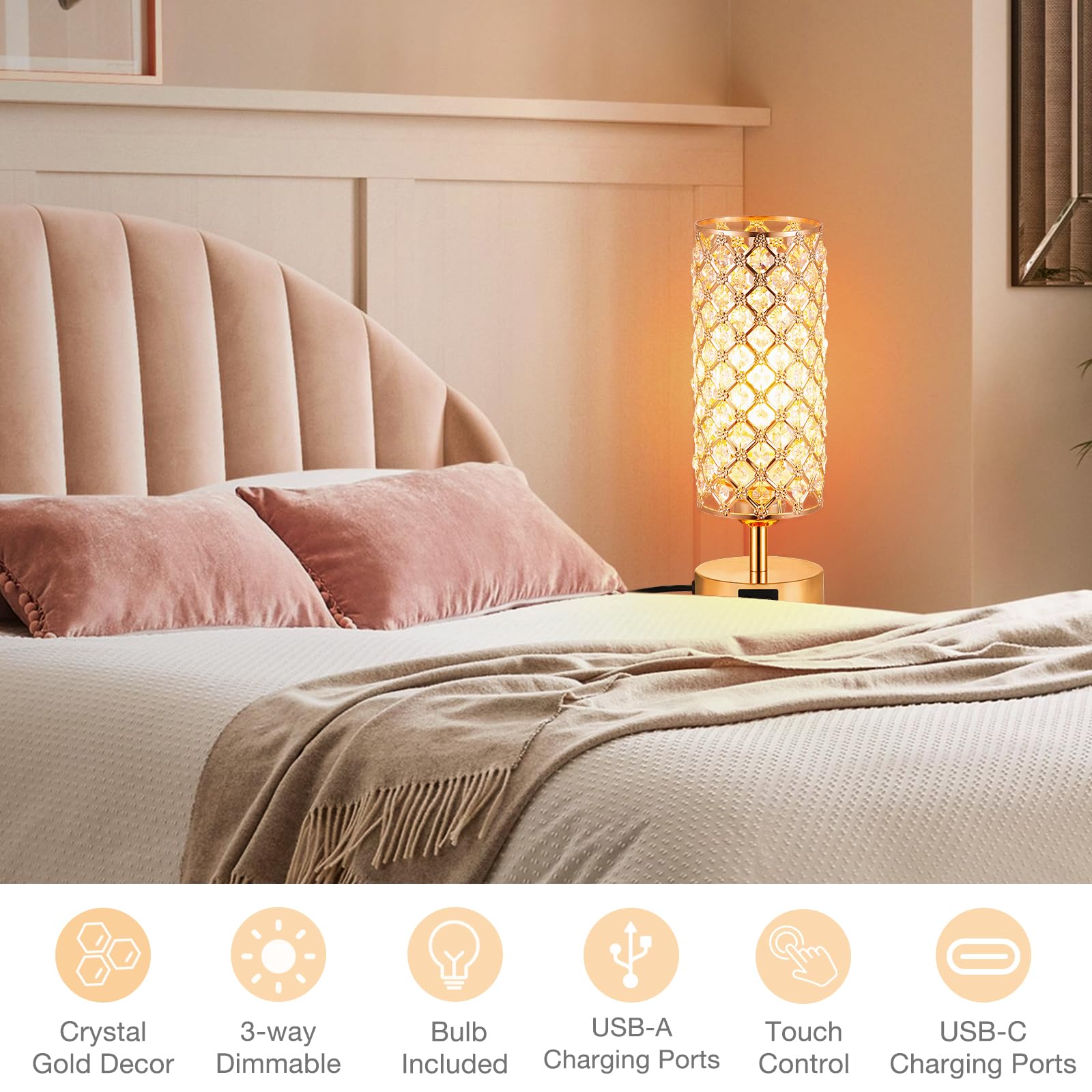 Hong-in compact bedside lamp fits desks and nightstands easily.
