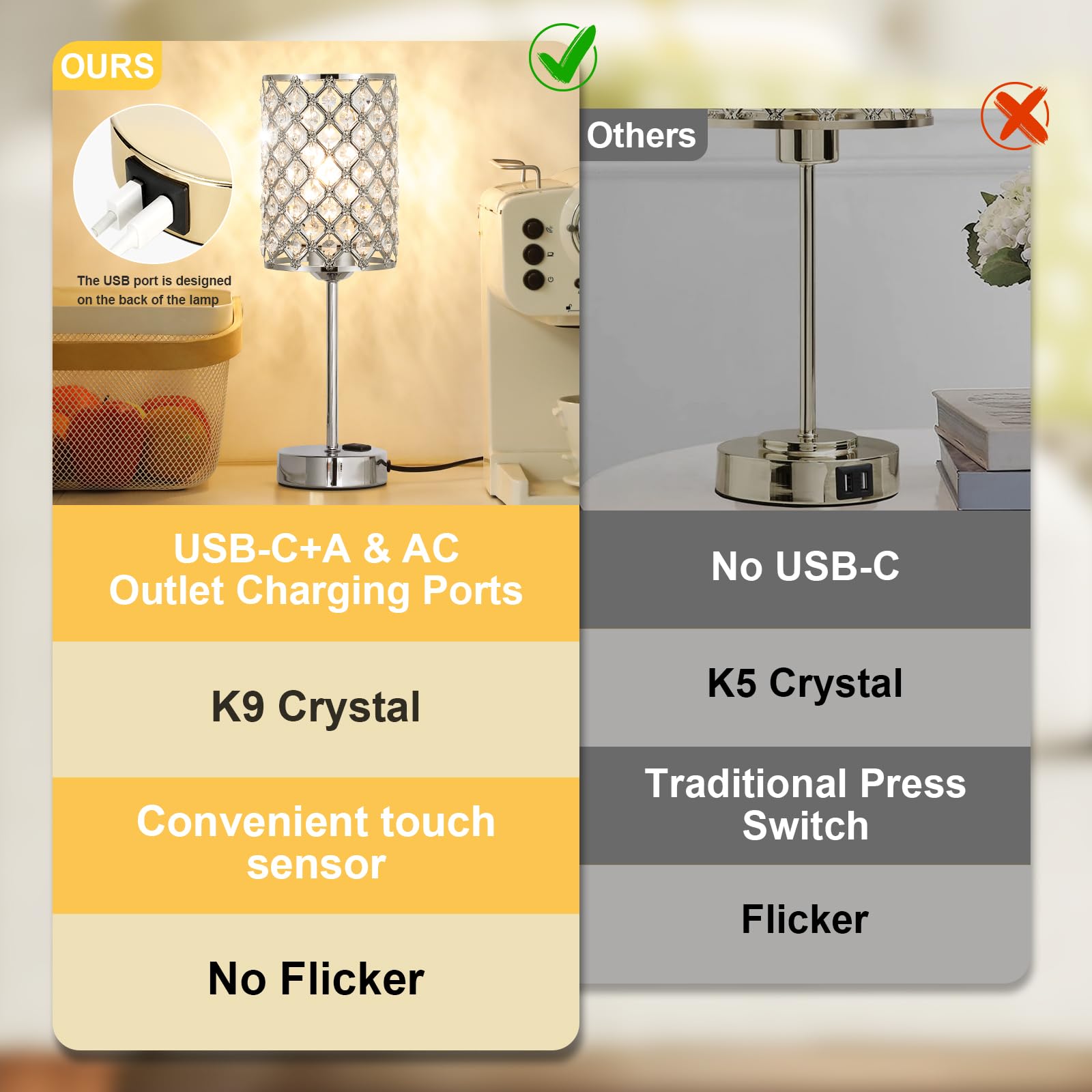 Hong-in bedside lamp decor adds modern crystal elegance